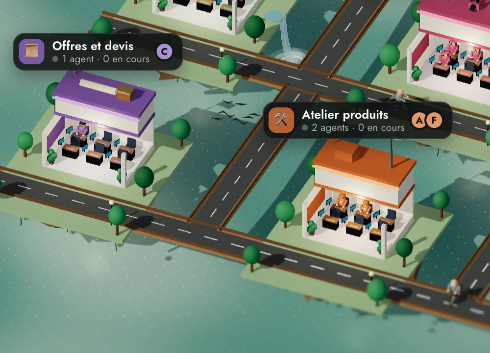 L'île Offres et devis et l'atelier produits